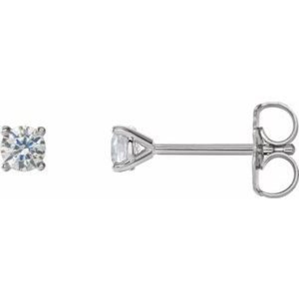 14k White 1/4 Ctw Lab-Grown Diamond 4-Prong Stud … - image 1